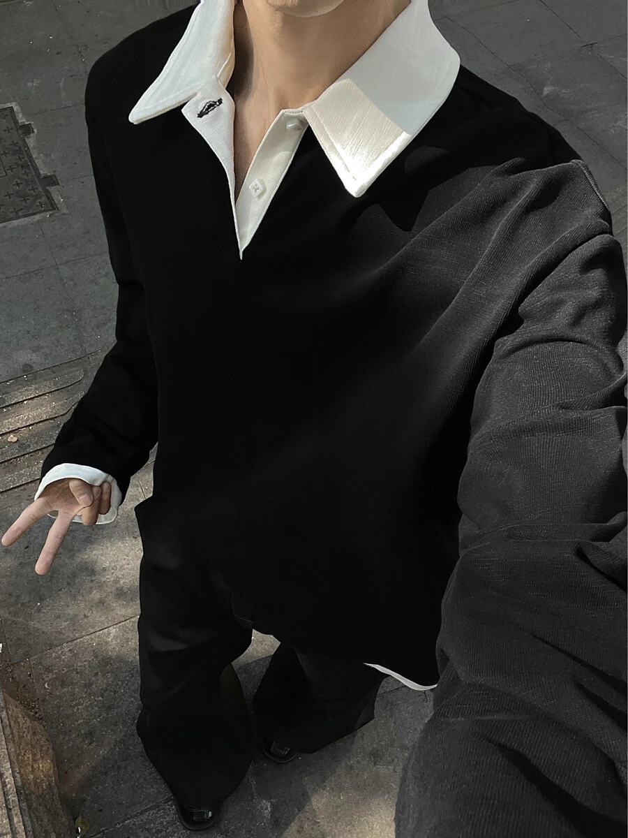 

Мужская модная свободная толстовка с воротником-стойкой, очень большого размера (до 300 фунтов), универсальный повседневный топ с длинным рукавом для осеннего сезона