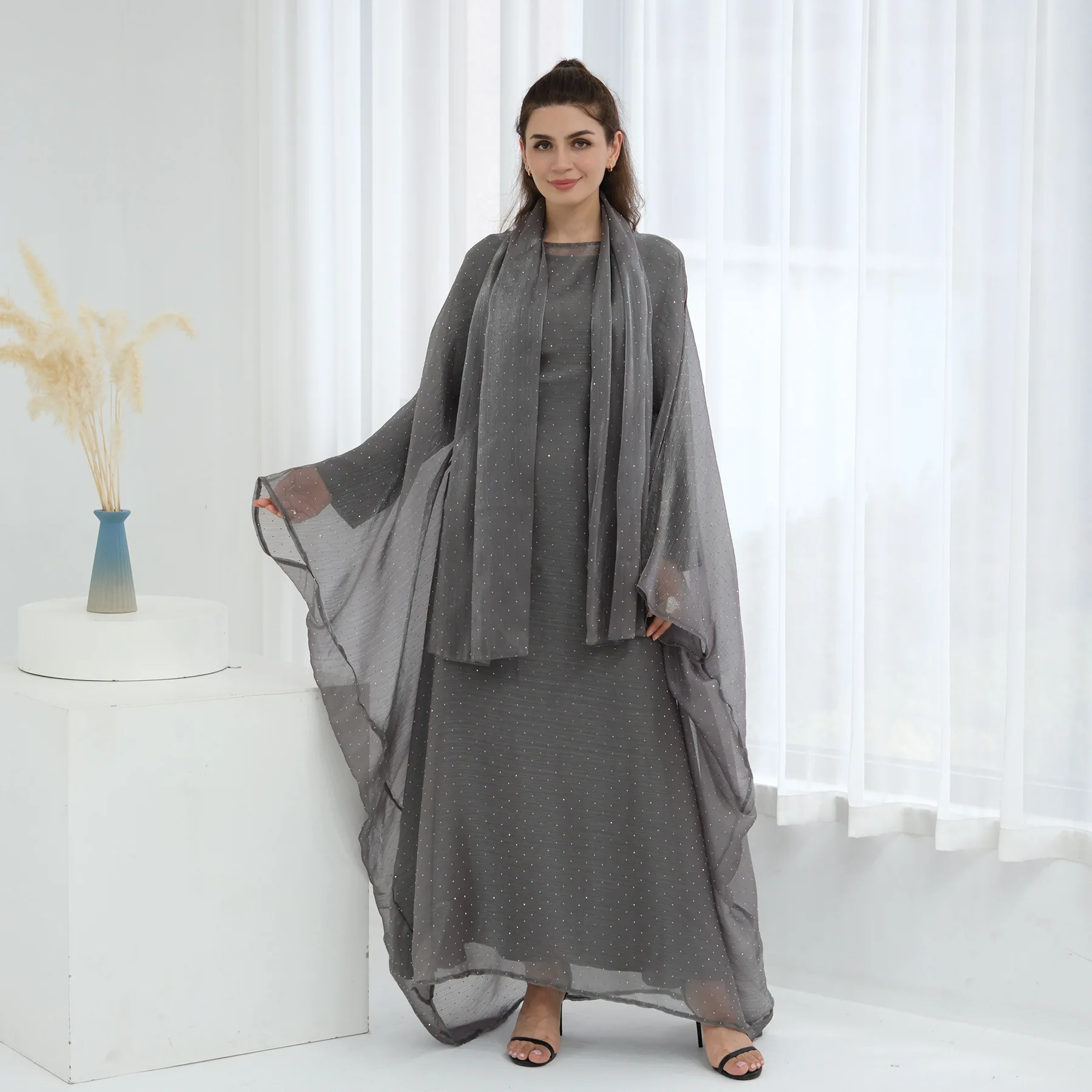 

3 шт. Ид Джеллаба с бриллиантами Абая Сабая Мусульманские женщины Хиджаб Платье Комплект Турция Кафтан Рамадан Ислам Одежда Джалабия Халат Vestidos