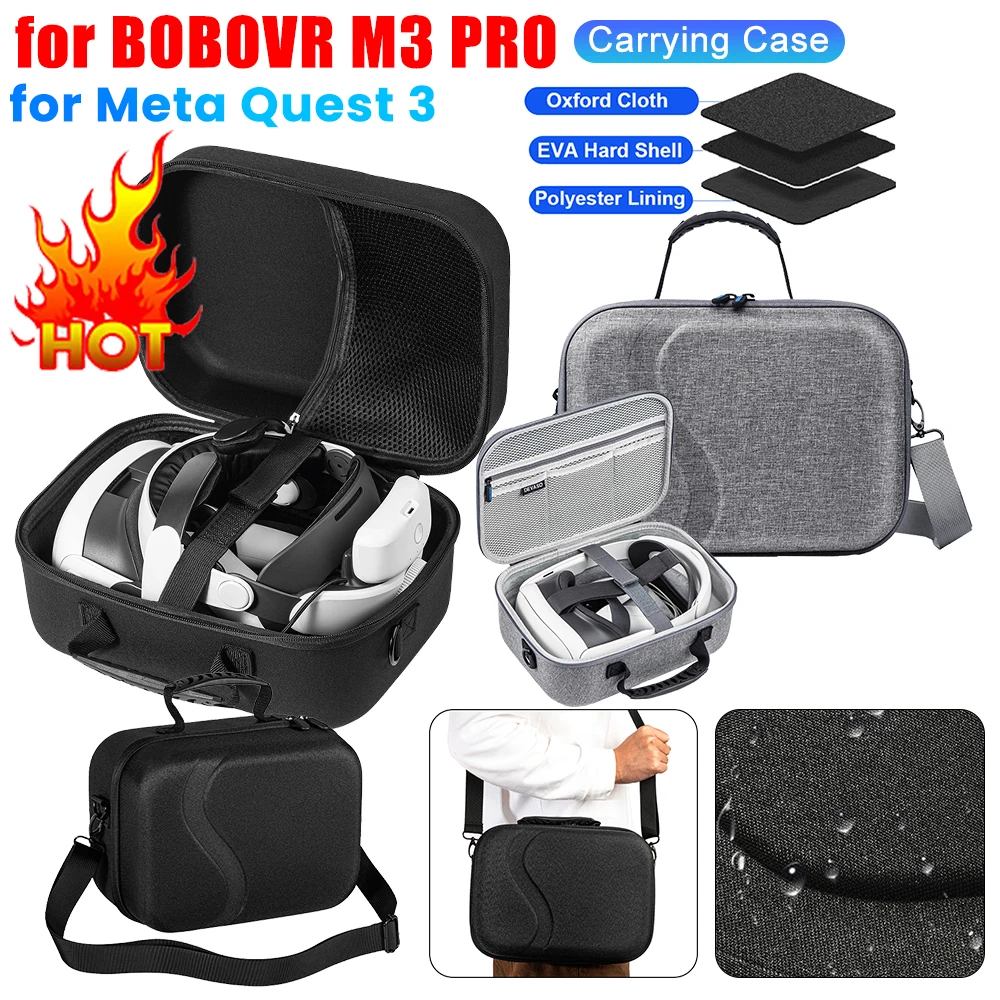 Hard Storage Case for Meta Quest 3 VR Glasses Carrying Case for BOBOVR M3 PRO Elite Strap Protective Bag Travel Carrying Case