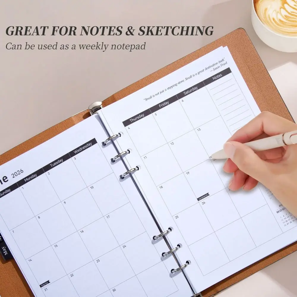 インデックスタグ 2026年プランナーノート A5サイズ シンプルデザイン デイリープラン スケジュール クロックイン機能 スパイラル綴じ