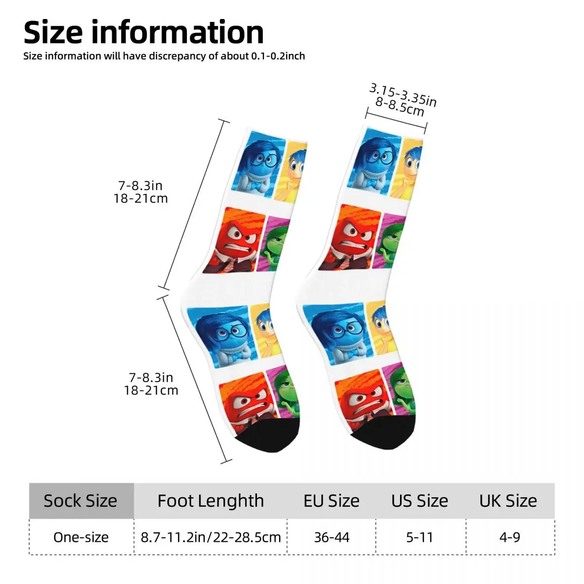 Autumn Winter Funny Unisex Inside Out Many Emotions Socks Non-slip Skateboard Socks