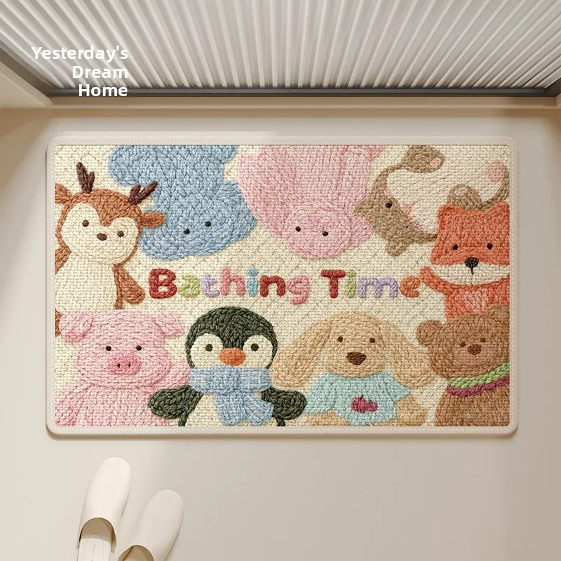 

Cartoon Pet Land Bathroom Mat Home Use Quick Dry Anti Slip Water Absorbent Doormat Shower Room Entrance Bathroom Foot Mat