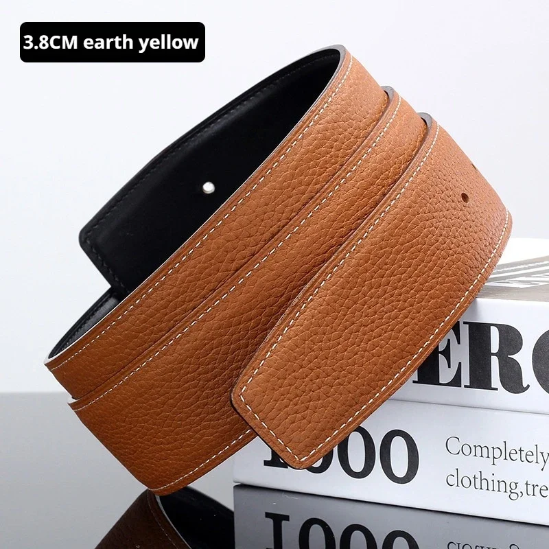 Luxury Belt Ultra-Thin Pointed Belt Headless Men And Women First Layer Cowhide Letter Buckle Replacement Buckleless Belts3.2/3.8