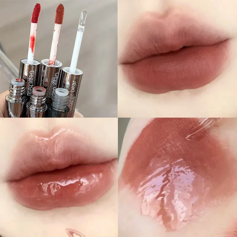 Double Head Mirror Lip Gloss Makeup Matte Transparent Sexy Velvet Liquid Lipstick Waterproof Lasting Lip Glaze Lips Cosmetic