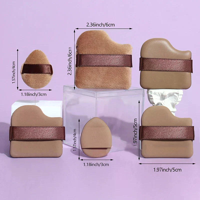 6 قطعة/المجموعة الوردي مسحوق نفخة البسيطة الإبهام مسحوق نفخة المخفي أحمر الخدود ماكياج جاف ورطب لينة الجلد ودية يتدفقون وسادة هوائية