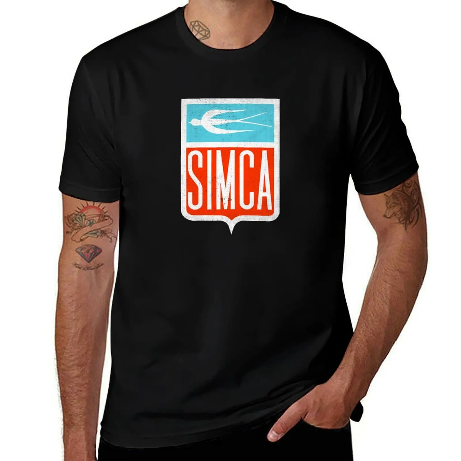 Simca Automobile, Distressed T-Shirt Lightweight Sport Basic T-Shirt
