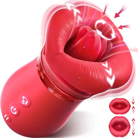 Rose Mouth Shaped Licker Vibratorr Clitoral Nipple Auto Tongue Licking Sucker Stimulator G Spot Clit Masturbate sexx Toy for Women