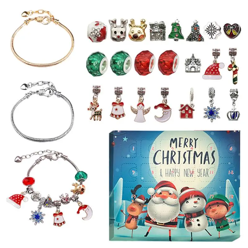 

Calendar Bracelet Set For Advent Charm 24 Days Advent Calendar Bracelet Set Jewelry Making Kit Christmas Supplies With 2
