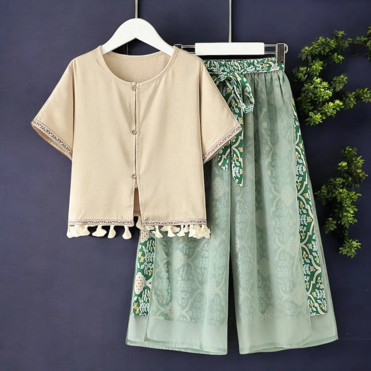 Summer Girls Bohemian Sets for children Outfits Set Teens Outfits Tracksuit Shirt & Pants Suit Kids Baby Ethnic Costumes 5-13 Y