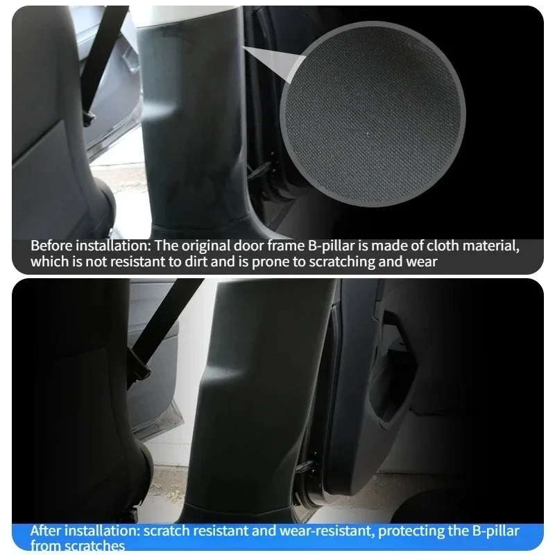 Car Door Frame Guards for Tesla Model Y Juniper 2025 TPE Suede Protective Plate Anti-kick Pad Center Column B-pillar Sided Guard