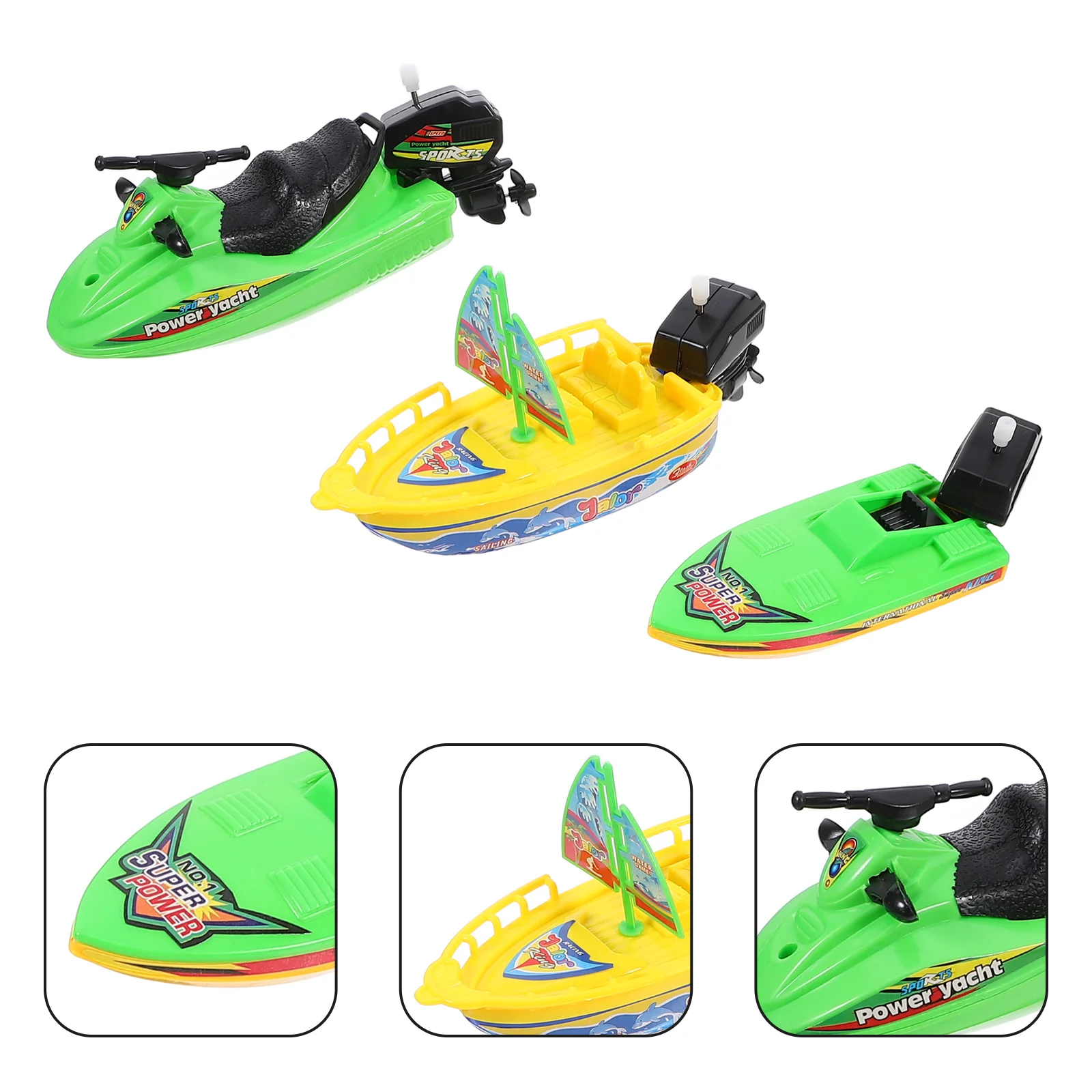 6 Pcs Playing Boat Sail Sailboat Decor Toy Boats For Kids Speedboat Plastic Bath Toys