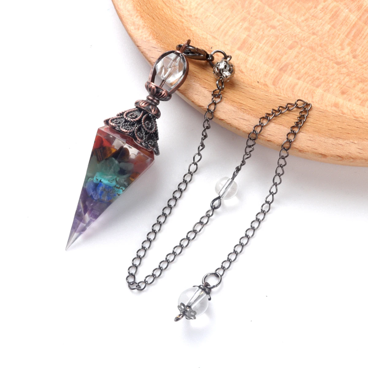 65x17mm Resin Crushed Stone Pendulum Pendant Natural Stone Crystal Agate Quartz Charm for Jewelry Making DIY Necklace Accessory