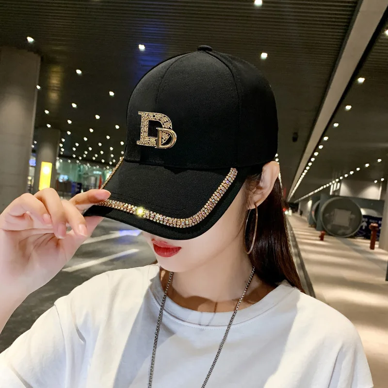 CNTANG 2024 Fashion Diamond D Letter Baseball Cap For Women Snapback Summer Outdoor Sun Protection Hat Autumn Casual Ladies Caps