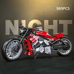 Technical Simulation Harleying Night Rod Street America Motorcycle Building Block Model Brick Toy Collection For Boys Gifts