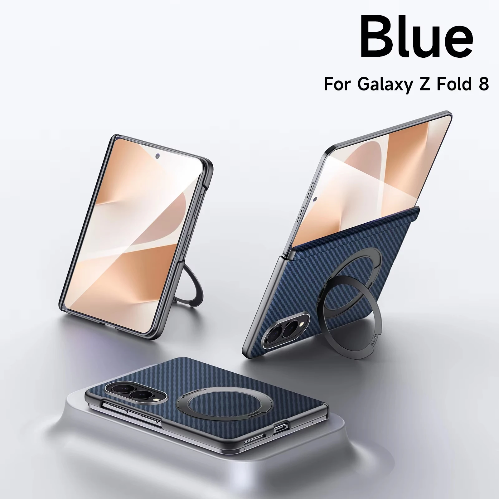 Luxury 360 Rotating Magnetic Kickstand Carbon Fiber Case for Samsung Z Fold 8 Wide Shockproof for Magsafe Metal Lens Slim Cover
