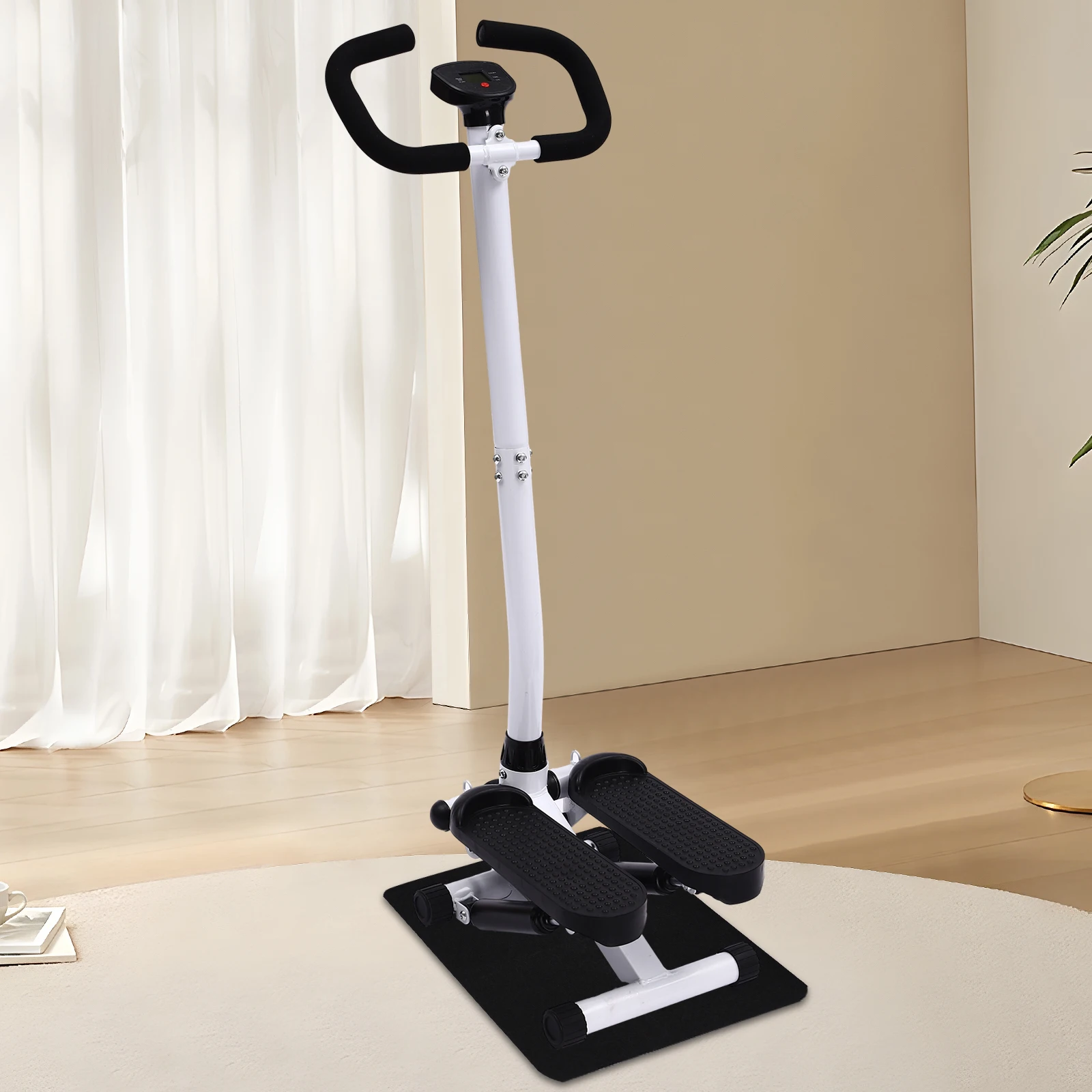 Fitness Twist Stepper Home Exercise Stepping Machine With Handlebars & Resistance Band 150KG, Adjustable Height