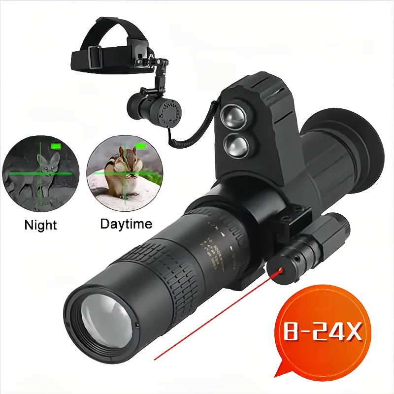 

Head-Mounted Night Vision Device Outdoor 24X Zoom Search Telescope Head Mounted Sight Tactical Cross Cursor Hunting Laser Sight