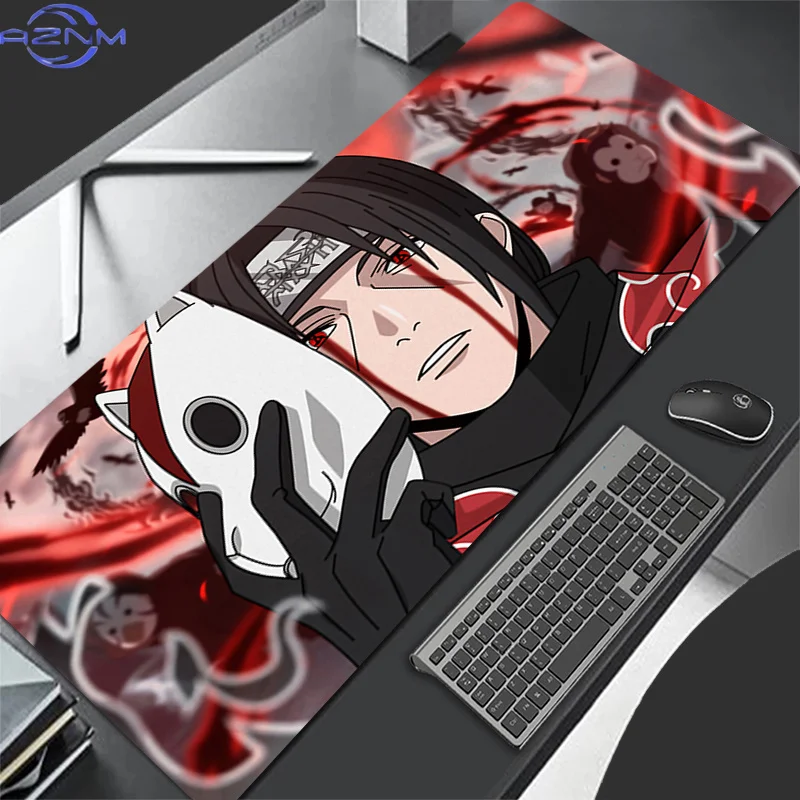 Mouse Pad Naruto Itachi Uchiha Large Gamer pc Gaming Accessories Speed Keyboard Rubber Lock Edge Desk Mat Office Laptop mousepad