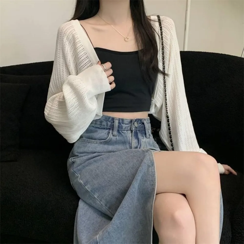 French Ice Silk Cardigan Top Knitted Sun-Proof Thin Jacket Outer Match Blouse Women