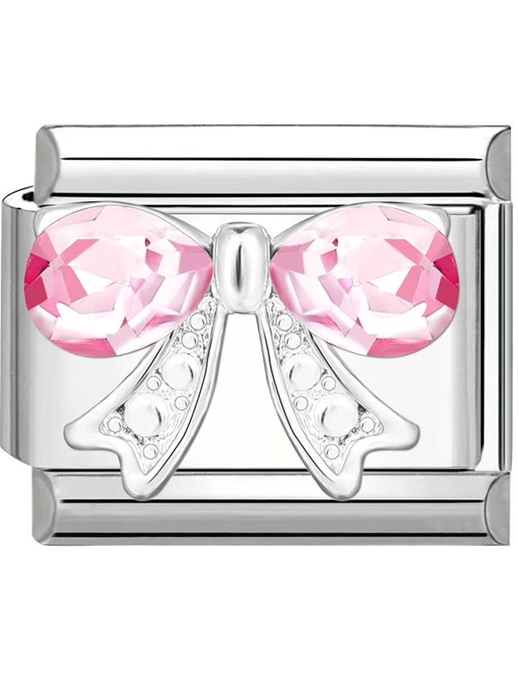 Zircon coeur arc cerise croix étoile lune perles acier couleur italien charme liens ajustement 9MM Bracelet en acier inoxydable femmes bricolage fabrication