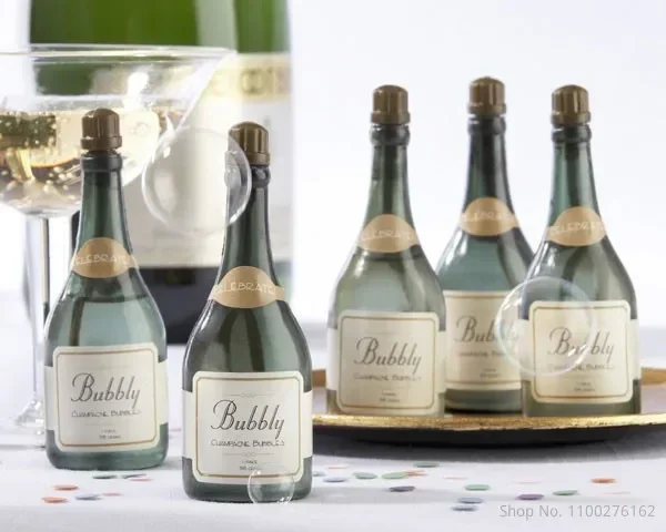 50X Hochzeit Blase Grüne Flasche Champagner Stil Seife Wasser Flasche für Hochzeit Party Liefert Baby Gefälligkeiten Hochzeit Dekoration