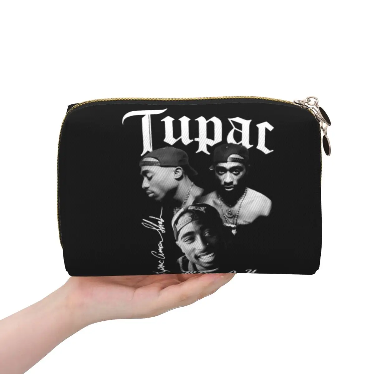 Rapper Tupac 2PAC Hip Hop Women Cosmetic Bag Travel Makeup Organizer Pouch Toiletry Storage Dopp Kit Box