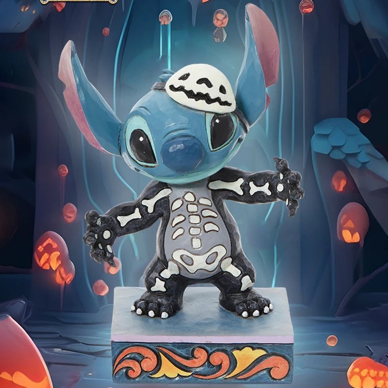 Disney Enesco Stitch Anime Handmade Model Skeleton Nightglow Stitch Toy Decoration Lilo&Stitch Trendy Play Decoration Gift