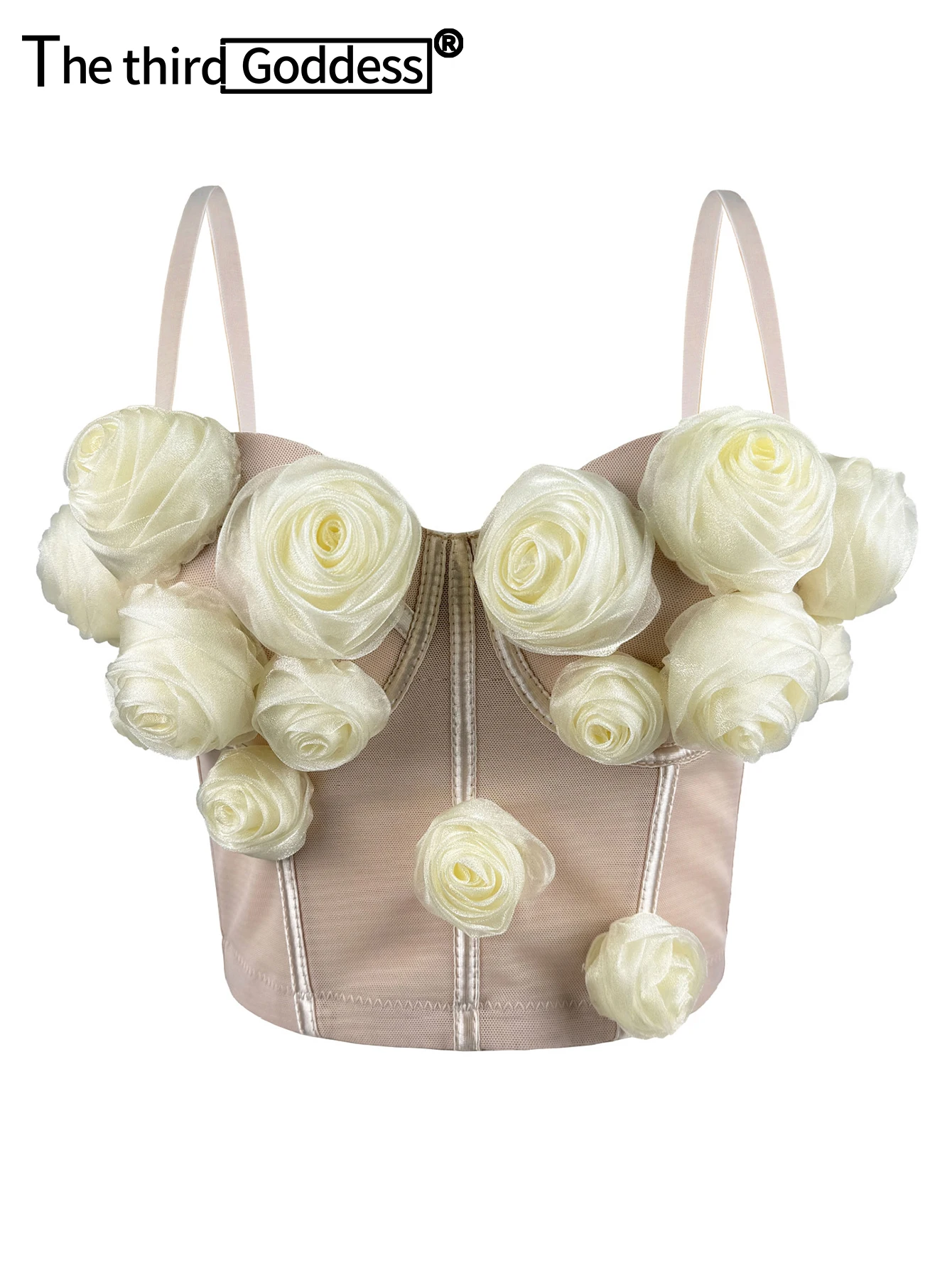 

Sexy see through mesh flower corset crop top women summer nightclub party tops woman cropped halter tank top hotwife street wear