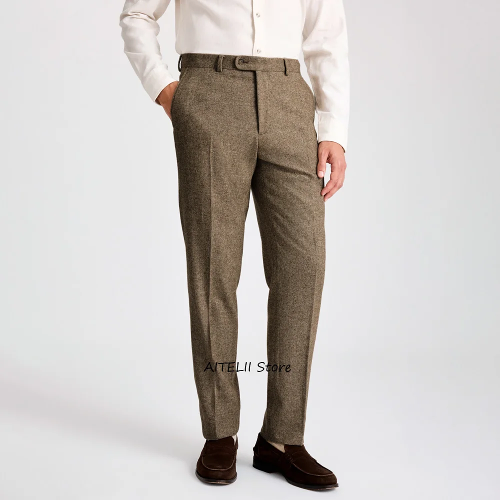 

Классические мужские брюки из ткани «елочка» в стиле ретро для мужчин, прямые брюки, деловые повседневные рабочие брюки, брюки, одежда пошив