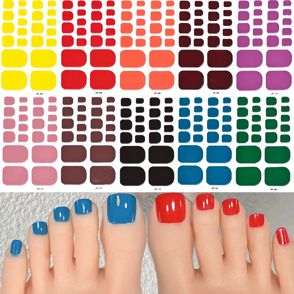 22pcs Solid Color Toenail Nail Polish Patches Full Cover Waterproof Self-Adhesive Toe Nail Wraps  Easy Peel & Stick No UV Light