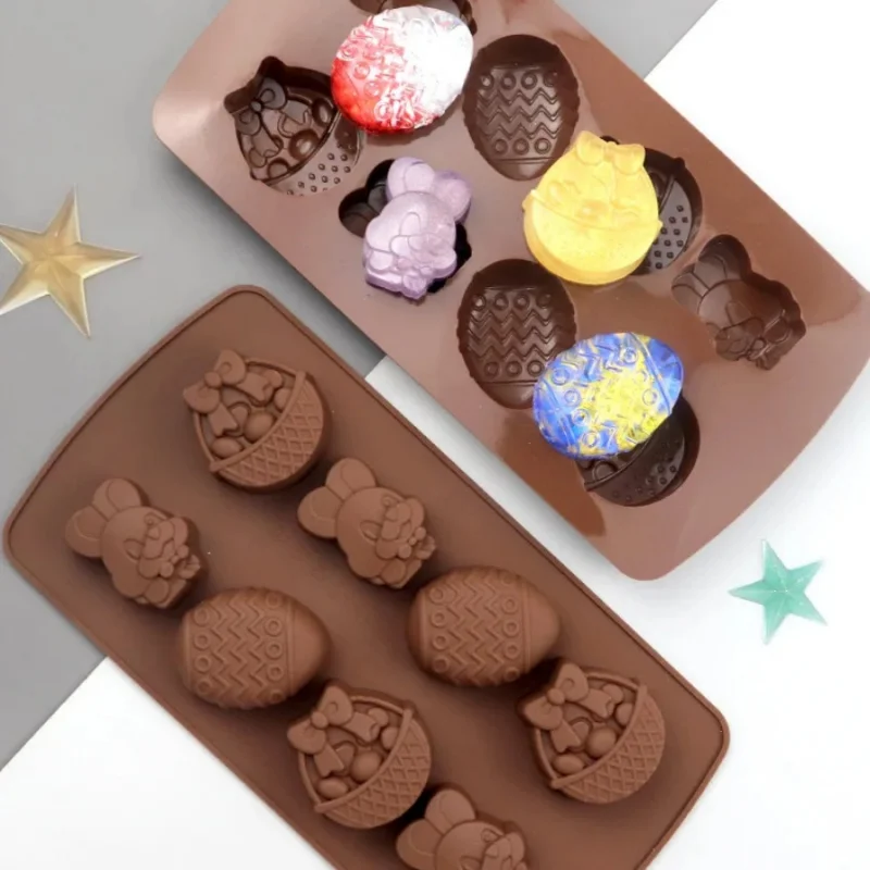1pc Easter chocolate mold holiday party Easter egg rabbit baking biscuit candy jelly silicone mold homemade soap dropper mold