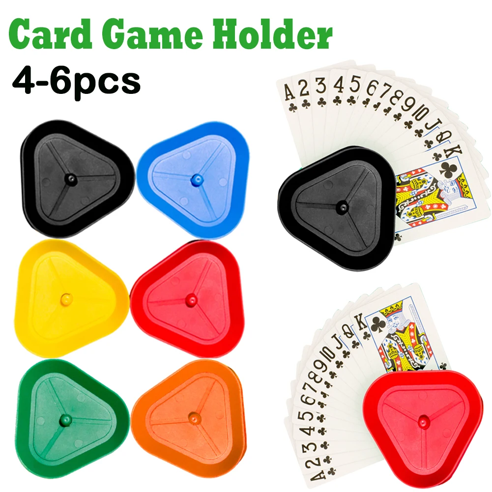 6/4PCS Playing Card Stand Triangle Poker Card Organizer Hands-Free Little Hands Cards Tray for Family Card Game Nights Board Gam