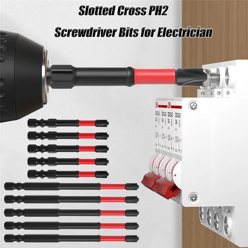 Set di punte per cacciavite a percussione A03F-FPH2 - Punte lavorate a CNC con magnetismo, teste con intaglio da 65 mm 110 mm Gambo esagonale da 1/4 di pollice