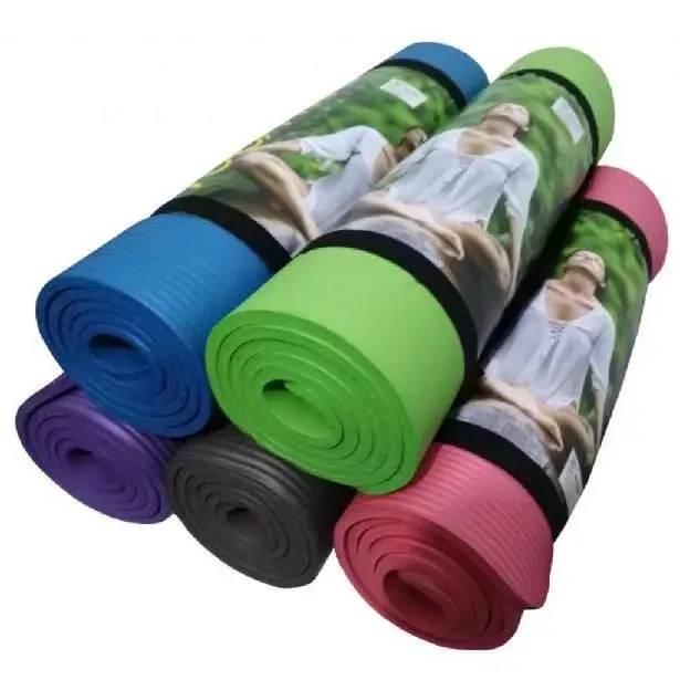 Alfombrilla de Ejercicio Ecológica TPE NBR Antideslizante con Correa de Transporte de Entrenamiento para Pilates y Ejercicios en el Suelo