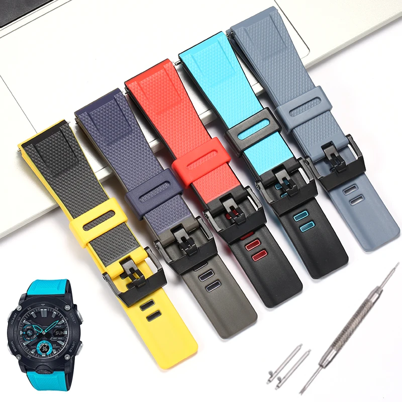 Resin Strap Suitable for Casio GA2000 PRG600 PRW6600 PRG650 Sweatproof Durable 24MM Rubber Watchband Accessories