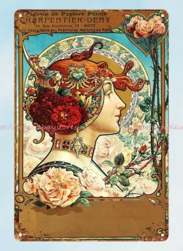 art nouveau Le Magasin de Papiers Peints Charpentier Deny, 1890 metal tin sign