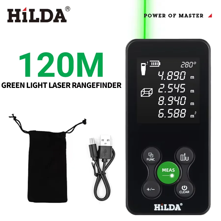 HILDA 50/100/120M Laser-Entfernungsmesser Wiederaufladbarer Laser-Distanzmesser Digitales Maßband mit Winkelmessung für Bauarbeiten – Detail 9