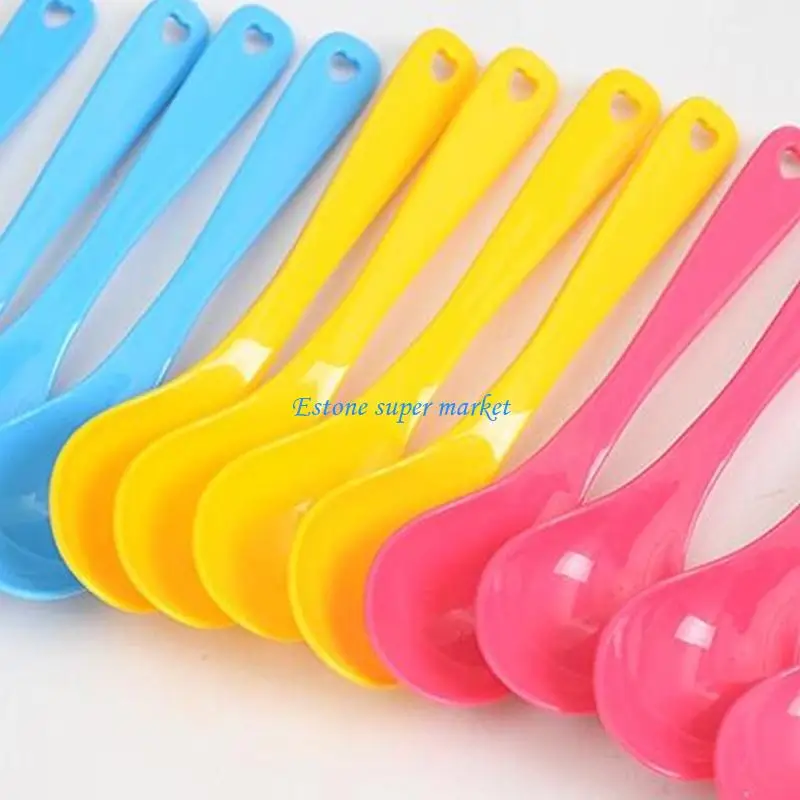 

090B 12 Pcs Plastic Baby Spoons Infants Training Learning Feeding Utensil Tableware for Children