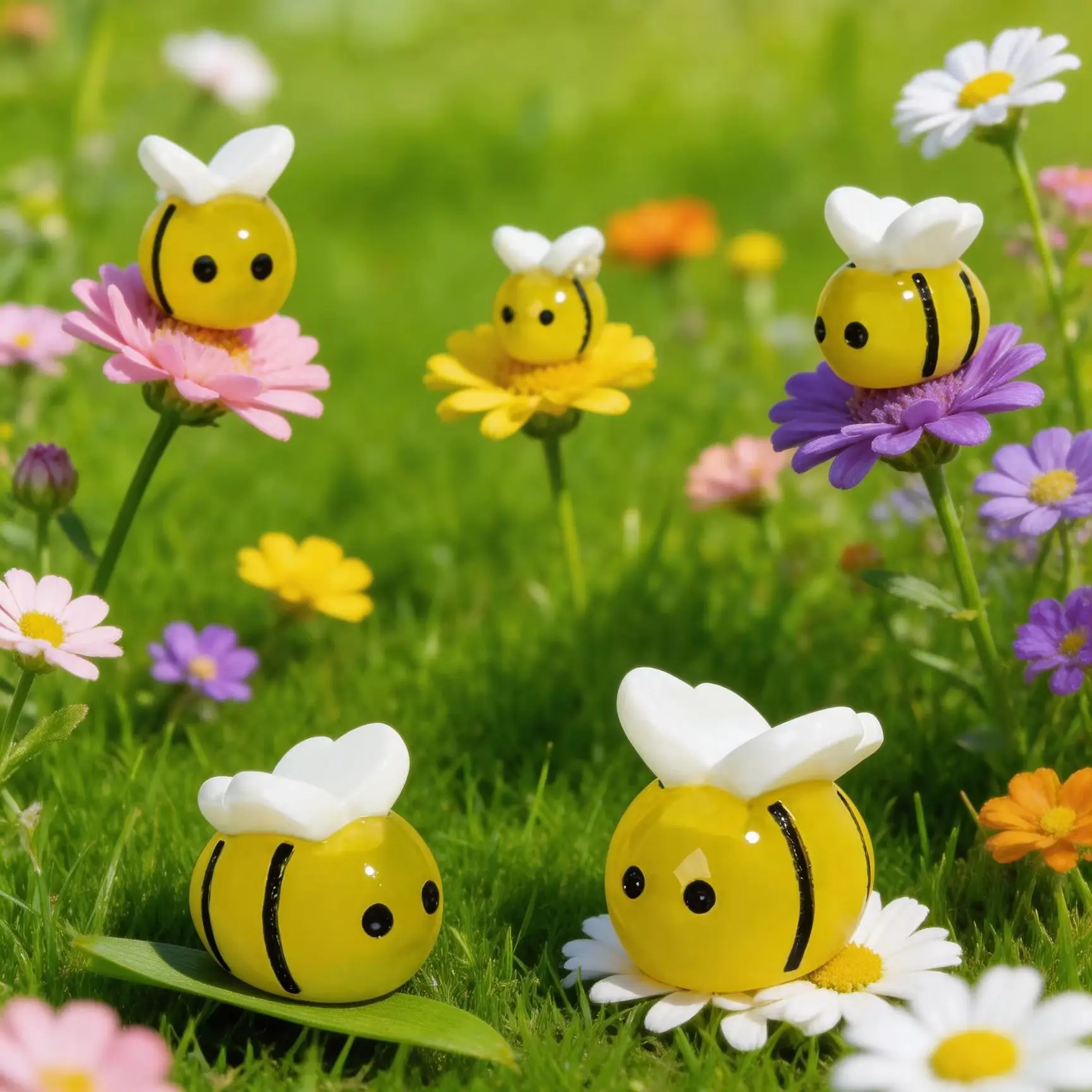 10 Breloques Abeilles en Résine Phosphorescentes, Styles Aléatoires pour Micro-Paysages, Porte-clés et Coques de Téléphone DIY