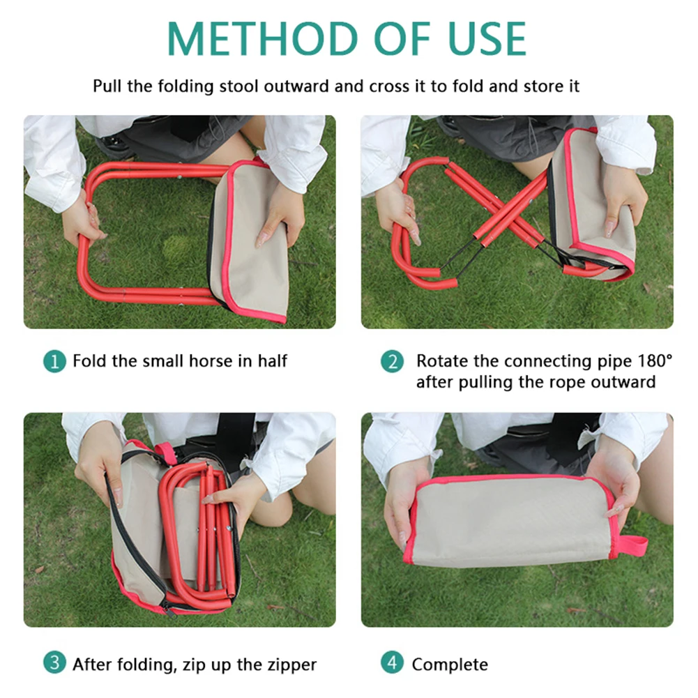 Folding Camping Stool With Bag Portable Metal Compact Camp Footrest Stool Storage Chair For Outdoor Hiking Travel Furniture