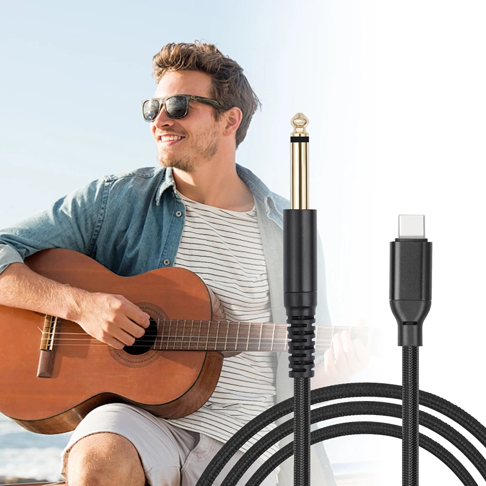 1/2/3M USB C إلى 6.35 مللي متر 1/4 TS كابل ستيريو الصوت 1/4 بوصة TS إلى USB-C كابل الصوت للمنزل مسرح خلاط الكهربائية باس الغيتار