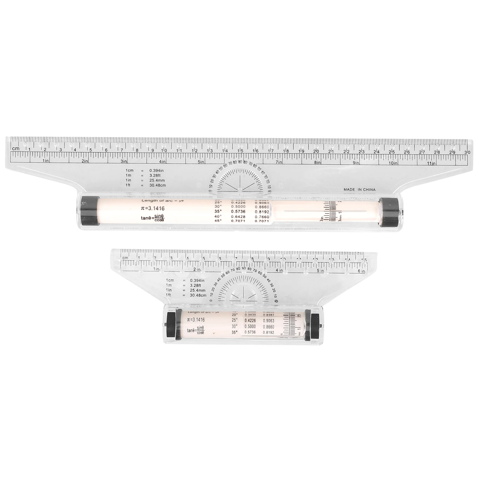 

2pcs 15cm 30cm Plastic Rolling Ruler for Drawing Design Parallel Drafting Engineers Transparent Angle Measurement Tools