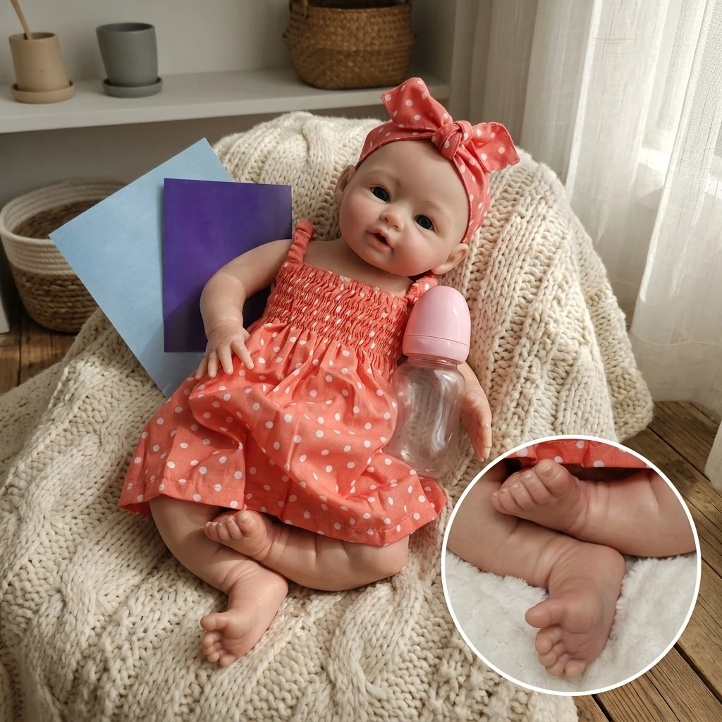 18 Inch Soft Silicone Newborn Baby Doll Toy Handmade Reborn Doll Awake Newborn Doll For Birthday Gifts