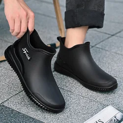 Ankle Men's Rain Boots  Rubber Platform Rainboots 2025 Fall Slip on Rain Shoes Male Waterproof Work Boots Winter Men Rain Boots