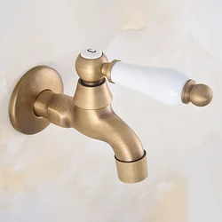 Antique Brass Wall Mount Cold Water Basin Faucet Outdoor Garden Faucet Bathroom Mop Pool Taps Bibcocks zav317