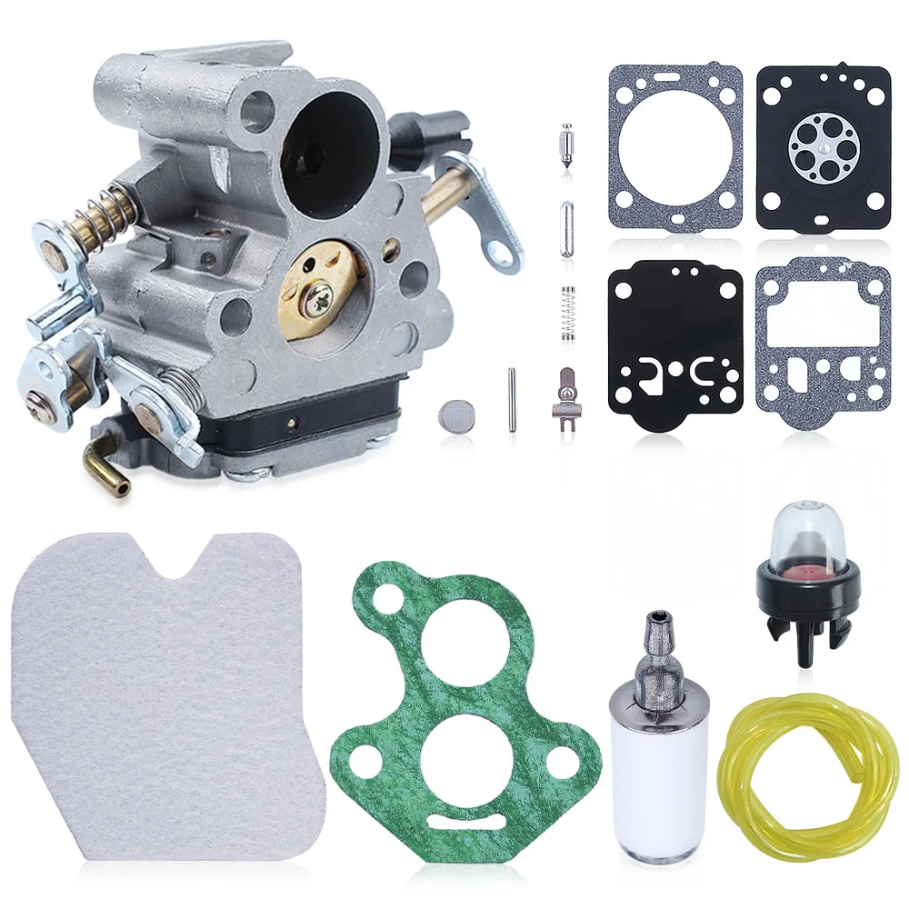 キャブレターエアフィルター修理キット-ハスクバーナ-235-235e-236-240-240e-チェーンソー-545072601、574719402-燃料ラインキャブレターガスケットセット付き