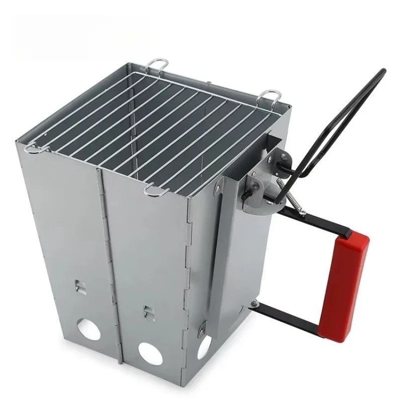 Foldable Galvanized BBQ Accessories Charcoal Rack Charcoal Starter with Cooking Function