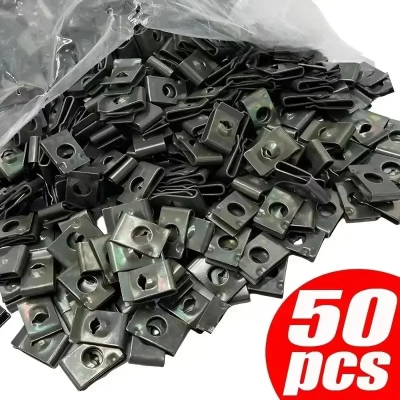 10-60pcs Metal U Type Self Tapping Clips Anti Rust Cover Retainer Locking Brackets for Auto Motorcycle Scooter Moped Body Repair