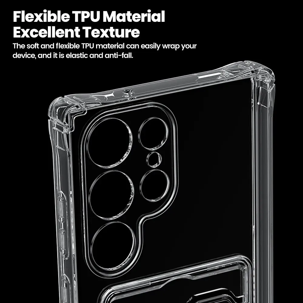 Toocki Transparent Bag Holder Phone Case For Samsung Galaxy S24 S23 S22 S21 Plus Ultra Clear Wallet Silicone Shockproof Cover