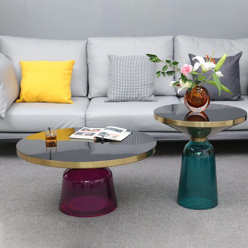 Nordic Coffee Tables Living Room Tea Table Glass Side Table Creative Sofa Table Modern End Table Round Luxury Home Lounge Table